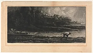 Le Paysage au Bâteau by Alphonse Legros (French, 1837–1911)