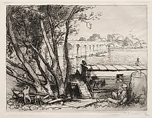 Le Pont de Poissy by Auguste Louis Lepère (French, 1849–1918)