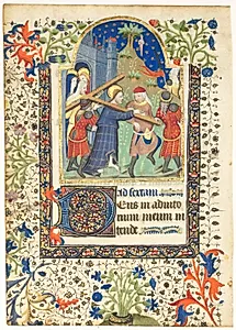 Leaf from a Book of Hours: Christ Carrying the Cross (Sext, Hours of the Cross) by Unknown Artist