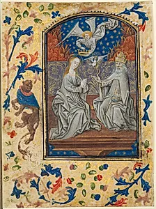 Leaf from a Book of Hours: Coronation of the Virgin by Guillaume Vrelant (Flemish, c. 1454–1481)