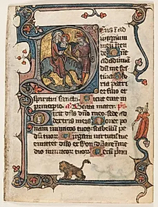 Leaf from a Book of Hours:  Initial D: Flight into Egypt (2 of 2 Excised Leaves) by Unknown Artist