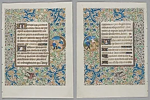 Leaf from a Book of Hours: Office of the Dead Opening Prayers (recto); Psalm 5 (verso) by Coëtivy Master (French)