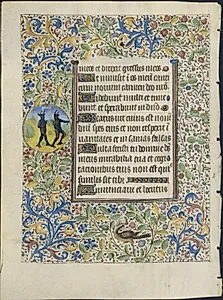 Leaf from a Book of Hours: Office of the Dead: Two Devils (verso) by Coëtivy Master (French)