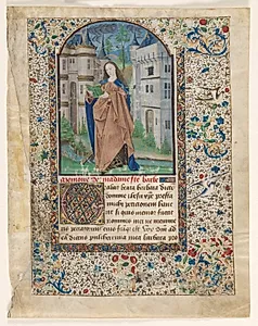 Leaf from a Book of Hours: St. Barbara (2 of 2 Excised Leaves) by Master of Jacques de Luxembourg (French)