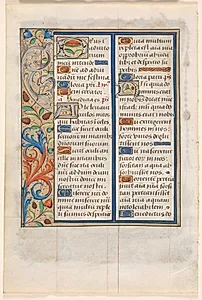 Leaf from a Book of Hours: Text with Illustrated Border (verso) by Unknown Artist