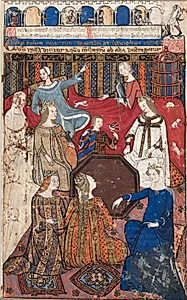 Leaf from a Cocharelli Treatise on the Vices: Acedia and Her Court by Unknown Artist