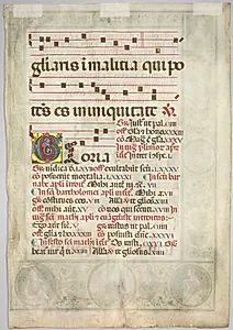Leaf from a Gradual: Decorated Initial (verso) by Jacopo Filippo d' Argenta (Italian, 1501)