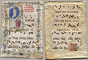 Leaf from a Gradual: Historiated Initial R: The Resurrection (recto) and Initial D (verso) by Unknown Artist