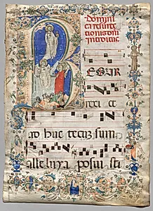 Leaf from a Gradual: Historiated Initial R: The Resurrection (recto) by Unknown Artist