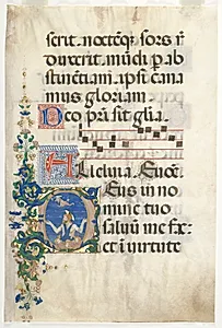 Leaf from a Gradual: Initial (D) with John the Baptist by Francesco d'Antonio del Cherico (Italian, 1433–1484)