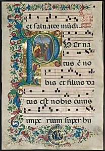 Leaf from a Gradual: Initial P with the Nativity by Attavante degli Attavanti (Italian, c. 1452-c. 1525)