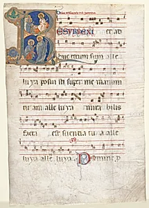 Leaf from a Gradual: Initial (R) with the Three Marys at the Tomb and "Noli me Tangere" by Unknown Artist
