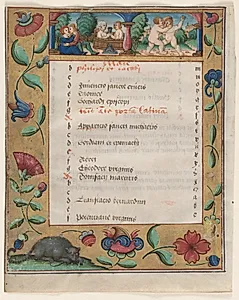 Leaf from a Psalter and Prayerbook: Calendar Page with Labors (recto) by Unknown Artist