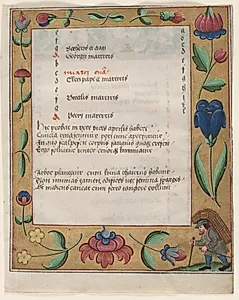 Leaf from a Psalter and Prayerbook: Calendar Page with Peasant (verso) by Unknown Artist
