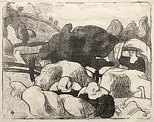 Les Bretonneries: Breton Women Making Haystacks (Bretonnes Faisant les Foins) by Émile Bernard (French, 1868–1941)