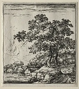 Les deux grands arbres près de la rivière by Herman Naiwincx (Flemish, c. 1624–after 1651)