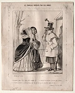 Les Français croquès par eux-mêmes:  Vicomte, vous êtes bien laid comme ca!,,,Respect au soldat citoyen, mes dames...Citoyen, soldat, l'un ne vous va pas mieux que l'autre, mon cher!