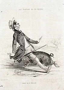 Les Plaisirs de la chasse:  Chasse par le sanglier by Alade Joseph Lorentz (French, 1813-after 1858)