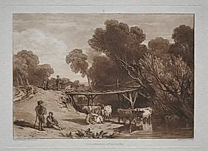 Liber Studiorum:  The Bridge and Cows by Joseph Mallord William Turner (British, 1775–1851)