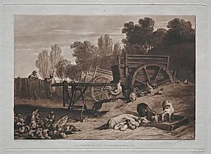 Liber Studiorum:  The Farmyard with the Cock by Joseph Mallord William Turner (British, 1775–1851)