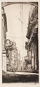 Liberty's Clock by Muirhead Bone (British, 1876–1953)