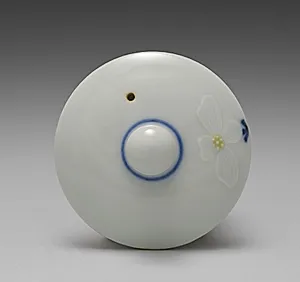 Lid for Teapot with Begonias by Seifū Yohei III (Japanese, 1851–1914)