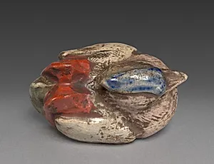 Lid of Incense Container (Kōgō) in the Shape of a Mandarin Duck by Unknown Artist