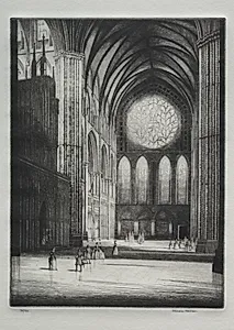 Lincoln Cathedral, Interior by Herbert Gordon Warlow (British, 1885–1942)