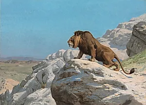Lion on the Watch by Jean-Léon Gérôme (French, 1824–1904)