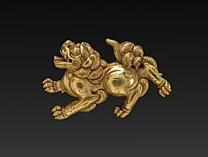 Lion-shaped Sword-Grip Ornament (Menuki) by Unknown Artist