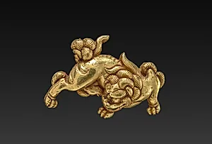 Lion-shaped Sword-Grip Ornament (Menuki) by Unknown Artist