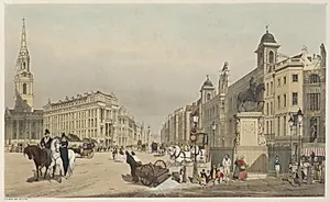 London As It Is:  Entrance to the Strand, from Charing Cross by Thomas Shotter Boys (British, 1803–1874)