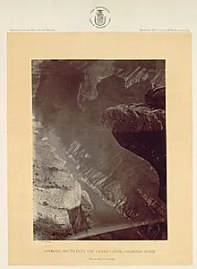 Looking South into the Grand Canyon, Colorado River, Sheavwitz by William H. Bell (American, 1830–1910)