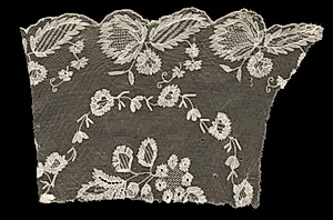 Machine Lace (Embroidered Net) Fragment by Unknown Artist