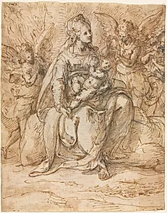 Madonna and Child with Angels by Aurelio Luini (Italian, 1530–1593)