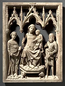 Madonna and Child with Saints Catherine and John the Baptist by Giovanni di Agostino (Italian, c. 1310–1370)