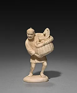 Man Carrying a Basket of Fish by Unknown Artist