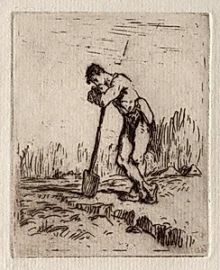 Man Leaning on a Spade by Jean-François Millet (French, 1814–1875)