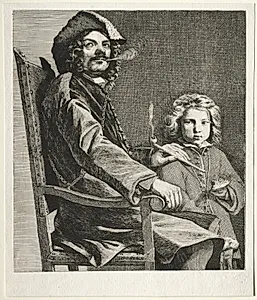Man Smoking a Pipe and a Small Boy