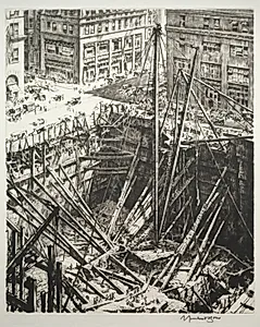 Manhattan Excavation by Muirhead Bone (British, 1876–1953)