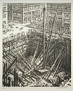 Manhattan Excavation by Muirhead Bone (British, 1876–1953)
