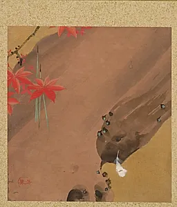 Maple Leaves and Feather from Album of Paintings by the Venerable Zeshin by Shibata Zeshin (Japanese, 1807–1891)