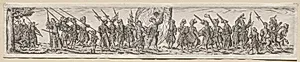 Marching Soldiers, in the Center a Standard Bearer