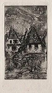 Marketplace with Parasols by Rodolphe Bresdin (French, 1822–1885)