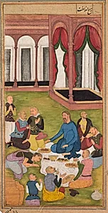 Mary Magdalene Presents Ointment to Jesus (folio 102 verso), from a Mirror of Holiness (Mir’at al-quds) of Father Jerome Xavier by Unknown Artist