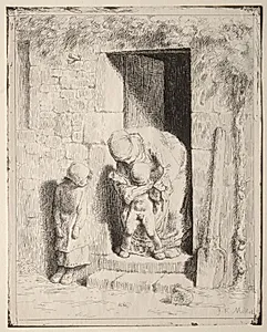 Maternal Precaution by Jean-François Millet (French, 1814–1875)
