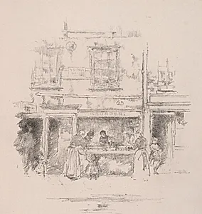 Maunder's Fish Shop, Chelsea by James McNeill Whistler (American, 1834–1903)