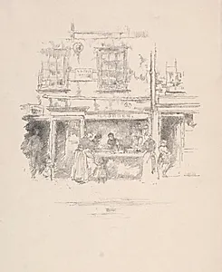 Maunder's Fish Shop, Chelsea by James McNeill Whistler (American, 1834–1903)