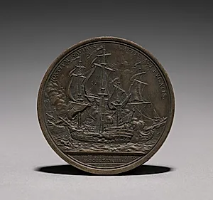 Medal: John Paul Jones (reverse) by Jules Dupré (French, 1811–1889)