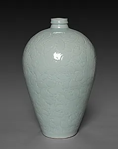 Meiping Vase with Carved Floral Sprays by Unknown Artist